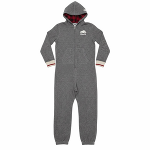 Roots Cabin Salt Pepper Charcoal Gray Hooded Onesie Logo Loungewear Youth 13-14